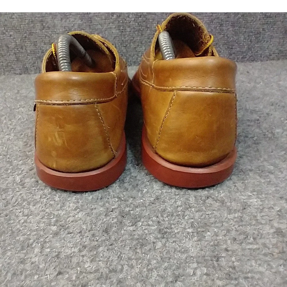 Sebago Campsides Blucher Mocs Men 10 M Tan Leather Lace Up Loafers 69401